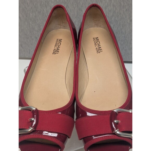 MICHAEL KORS Women Red&Silver Buckle Flat Ballet Flats Open toe Size 9.5 M - Picture 3 of 8
